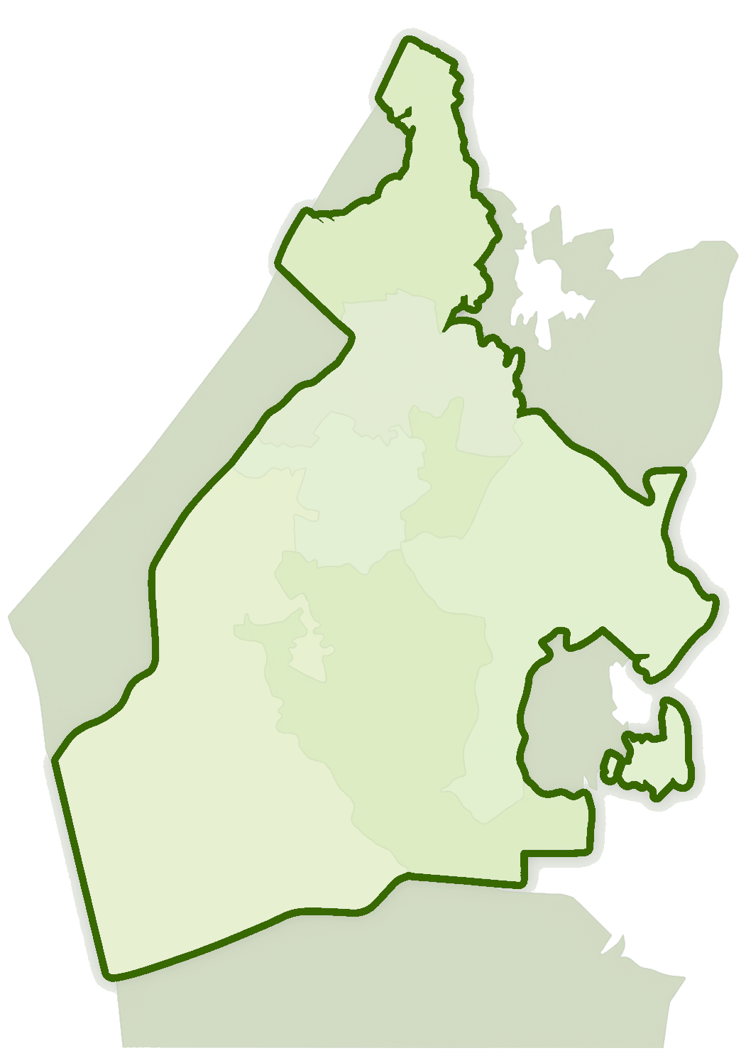 מפת הנגב המערבי והאזורים הסובבים אותו
